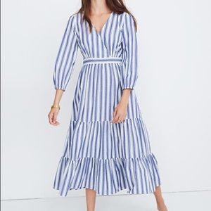 Ruffle-Sleeve Tiered Dress Ava Stripe - Madewell